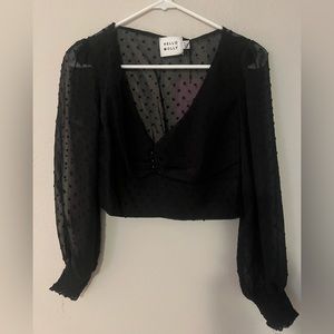Black hello molly crop top